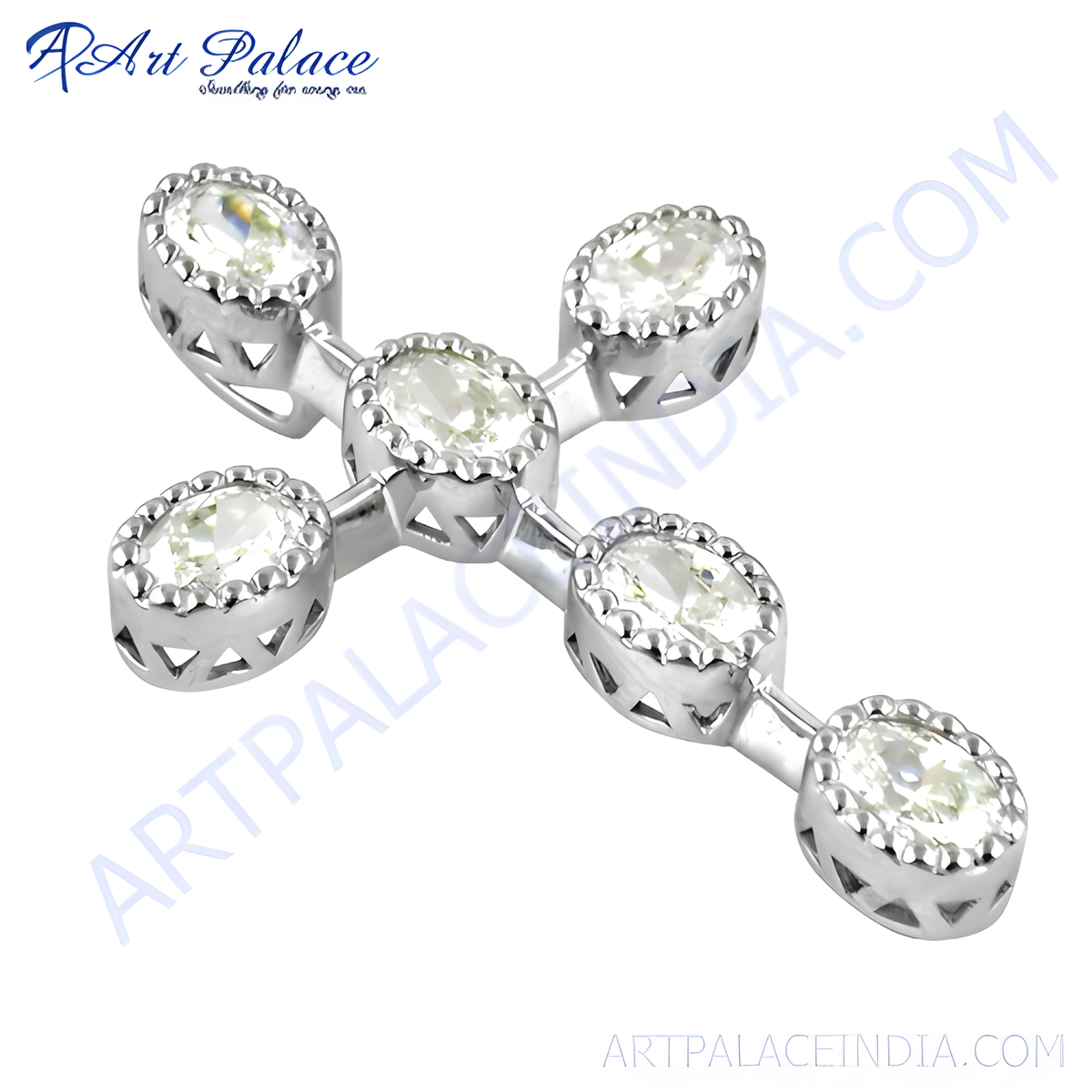 925 sterling silver cross pendant with sparkling cubic zirconia gemstones