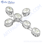 Load image into Gallery viewer, 925 sterling silver cross pendant with sparkling cubic zirconia gemstones. A stylish and elegant piece.
