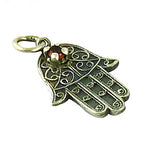 Load image into Gallery viewer, 925 Silver Hamsa Hand Pendant with Garnet | Protection Jewelry
