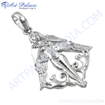 Load image into Gallery viewer, 925 sterling silver angel pendant with intricate design, perfect for women's jewelry.
