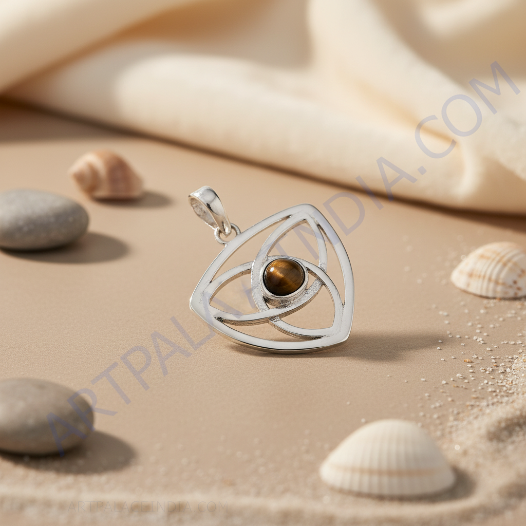 925 Silver Tiger Eye Pendant for Women | Daily Wear Gift