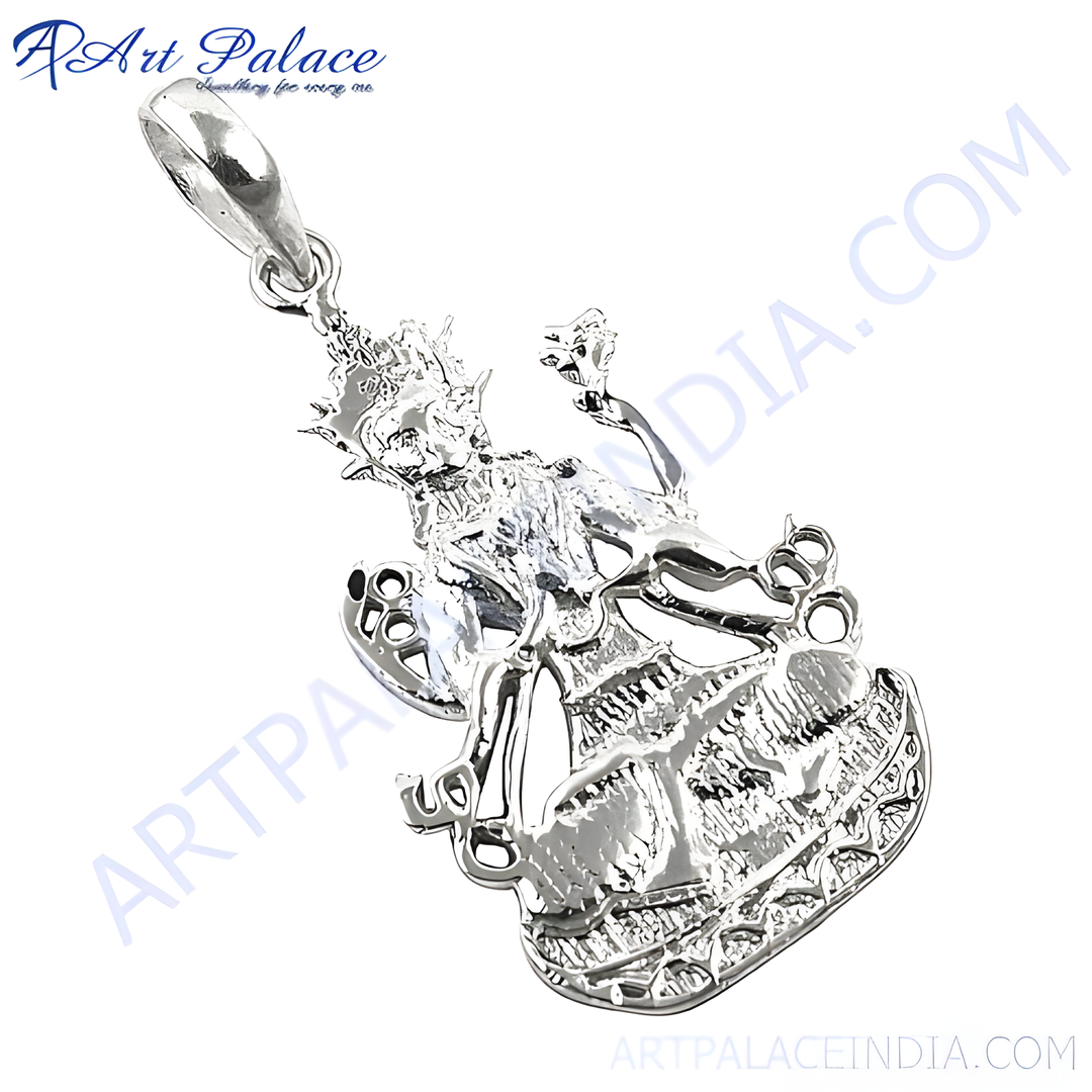 Sterling silver Lord Shiva pendant featuring detailed craftsmanship, ideal for religious jewelry.