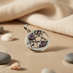Load image into Gallery viewer, 925 Silver Pentagram Pendant with Amethyst | Witchcraft Jewelry
