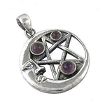 Load image into Gallery viewer, 925 Silver Pentagram Pendant with Amethyst | Witchcraft Jewelry
