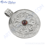 Load image into Gallery viewer, 925 sterling silver flower pendant with a gemstone center, perfect for women. Features intricate detailing and a polished finish.
