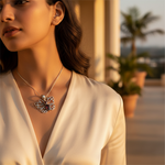 Load image into Gallery viewer, 925 Sterling Silver Floral Pendant for Women | Garnet Jewelry
