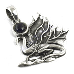 Load image into Gallery viewer, 925 Silver Dragon Pendant with Black Gemstone | Gift for Him
