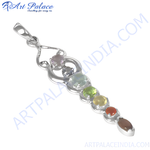 Load image into Gallery viewer, Sterling silver chakra pendant necklace with various colorful gemstones, ideal for women
