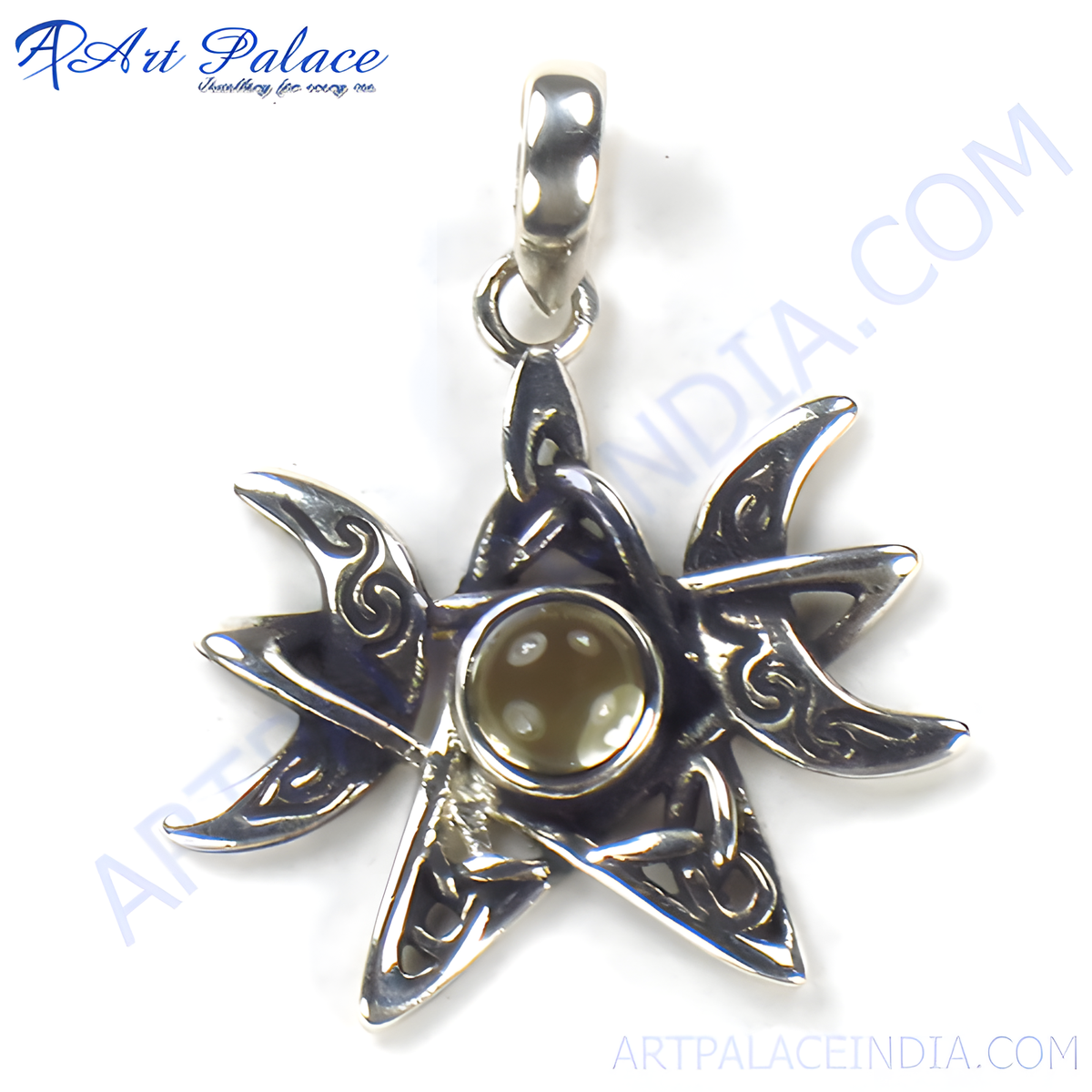925 sterling silver celtic sun pendant with a central gemstone, perfect for women
