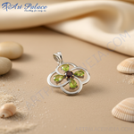 Load image into Gallery viewer, 925 Silver Peridot Garnet Flower Pendant | Women's Jewelry Gift
