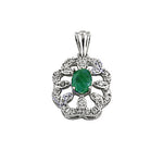 Load image into Gallery viewer, 925 Silver Emerald &amp; Diamond Flower Pendant | Women's Jewelry

