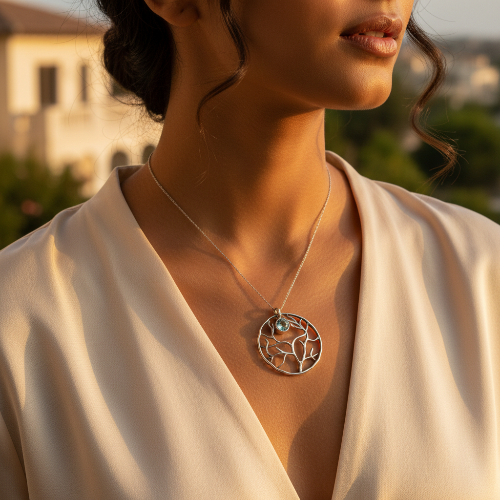 925 Silver Tree of Life Pendant with Gemstone | Women's Jewelry