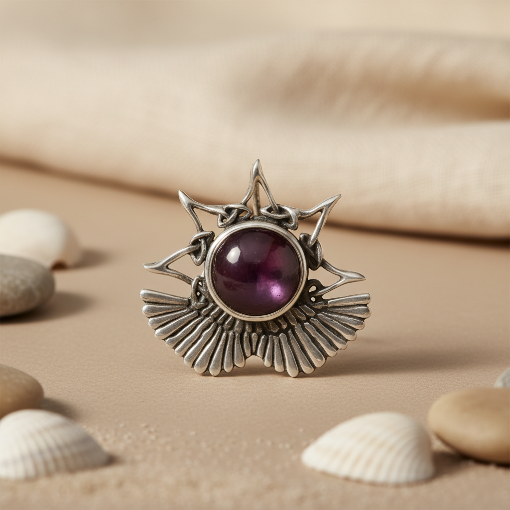 Silver Pendant with Garnet Gemstone | Women's Jewelry | Gift