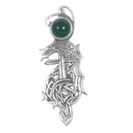 Load image into Gallery viewer, 925 Silver Dragon Pendant with Green Gem | Unique Jewelry for Men
