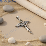 Load image into Gallery viewer, 925 Silver Caduceus Pendant for Women | Medical Jewelry Gift
