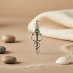 Load image into Gallery viewer, 925 Silver Medical Caduceus Pendant with Green Gemstone | Gift
