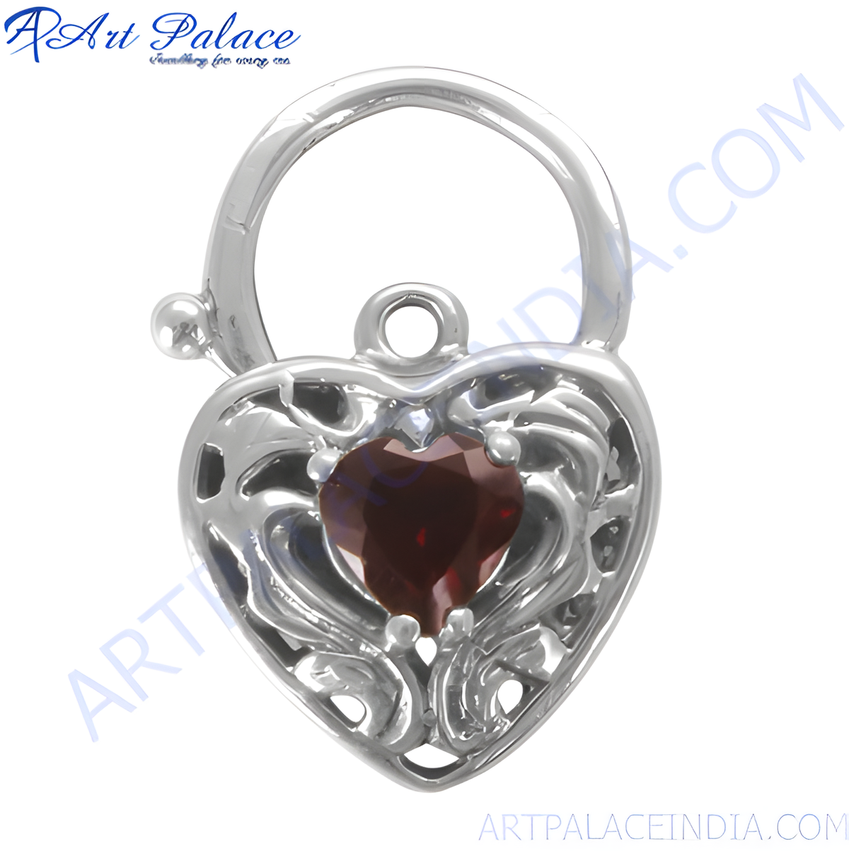 925 sterling silver heart shaped pendant with a heart shaped garnet gemstone, perfect for women's jewelry gifts