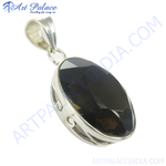 Load image into Gallery viewer, 925 sterling silver pendant with a large, faceted smoky quartz gemstone, perfect for daily wear.
