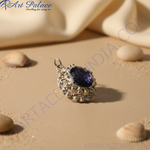Load image into Gallery viewer, Silver Pendant with Blue Gemstone for Women | Art Palace Jewelry
