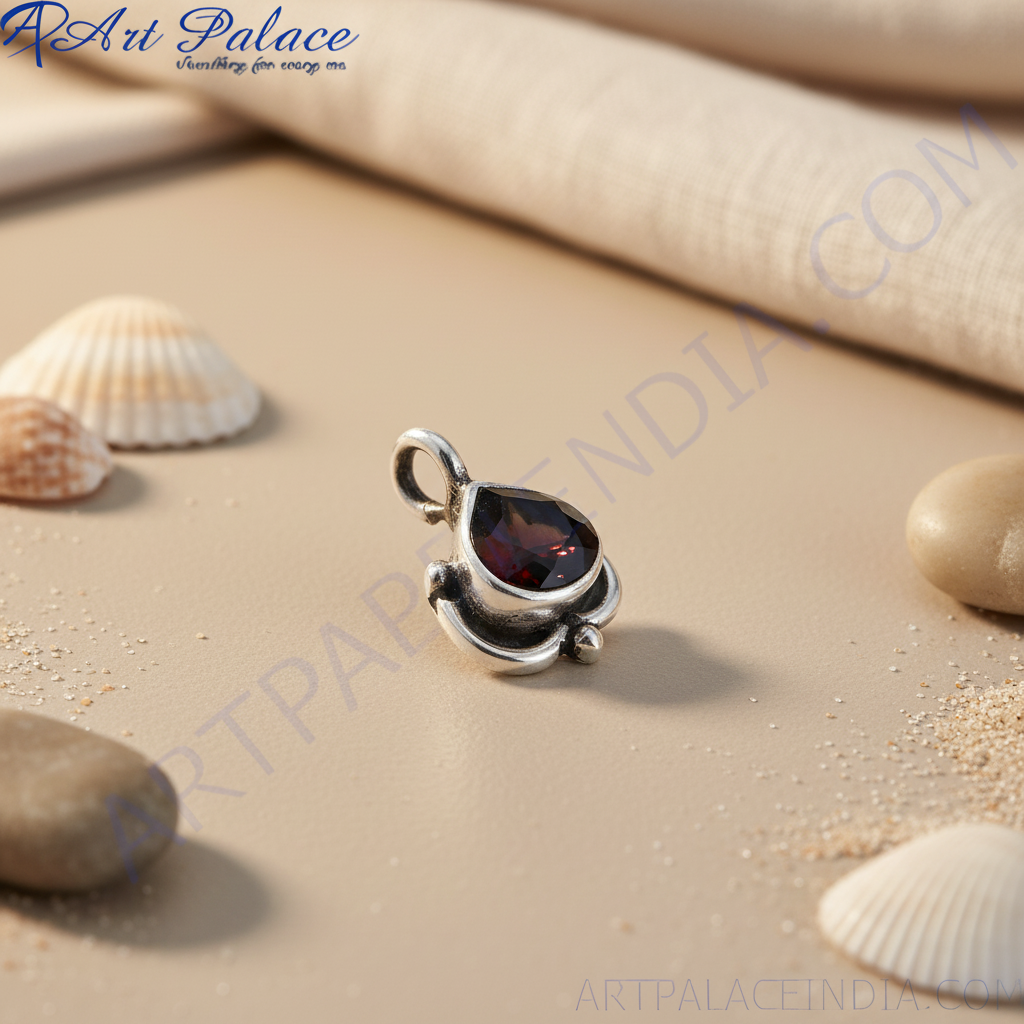 925 Silver Garnet Teardrop Pendant | Women's Gemstone Jewelry