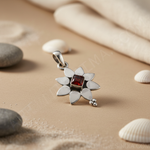 Load image into Gallery viewer, 925 Silver Flower Pendant with Garnet Stone | Women's Jewelry
