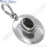 Load image into Gallery viewer, 925 sterling silver black gemstone pendant necklace, oval-shaped charm jewelry for women.
