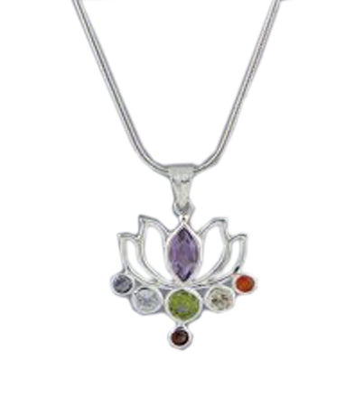 925 Silver Chakra Lotus Pendant Necklace for Women | Yoga Gift