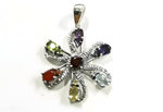 Load image into Gallery viewer, 925 sterling silver flower pendant with multiple gemstones in a vibrant design, perfect for women's fashion jewelry.
