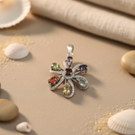 Load image into Gallery viewer, 925 Silver Multi-Gemstone Flower Pendant for Women | Gift Jewelry
