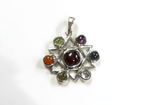 Load image into Gallery viewer, Sterling silver chakra pendant necklace with seven colorful gemstones, spiritual jewelry.

