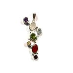 Load image into Gallery viewer, 925 Silver Multi-Gemstone Pendant for Women | Colorful Gemstone Jewelry
