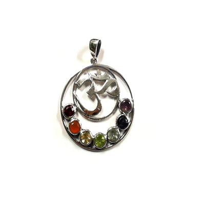 925 Silver Om Chakra Pendant Necklace | Gemstone Jewelry Gift
