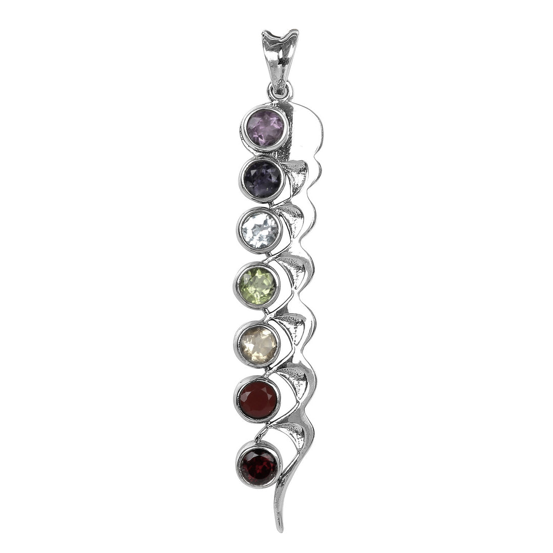 925 Silver Chakra Pendant Necklace | Gemstone Jewelry for Women