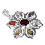 Load image into Gallery viewer, 925 Silver Chakra Flower Pendant for Women | Gemstone Jewelry
