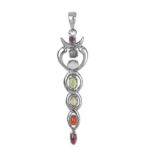 925 Silver Chakra Pendant Necklace | Gemstone Jewelry for Women