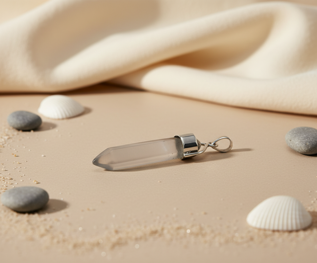 Silver Clear Quartz Crystal Pendant for Women | Gemstone Jewelry