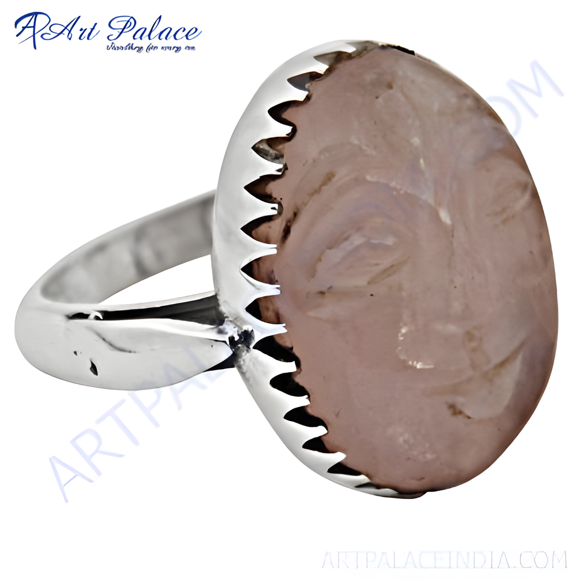 Sterling silver ring with a large oval shaped rose quartz gemstone, ideal for gifting or daily wear