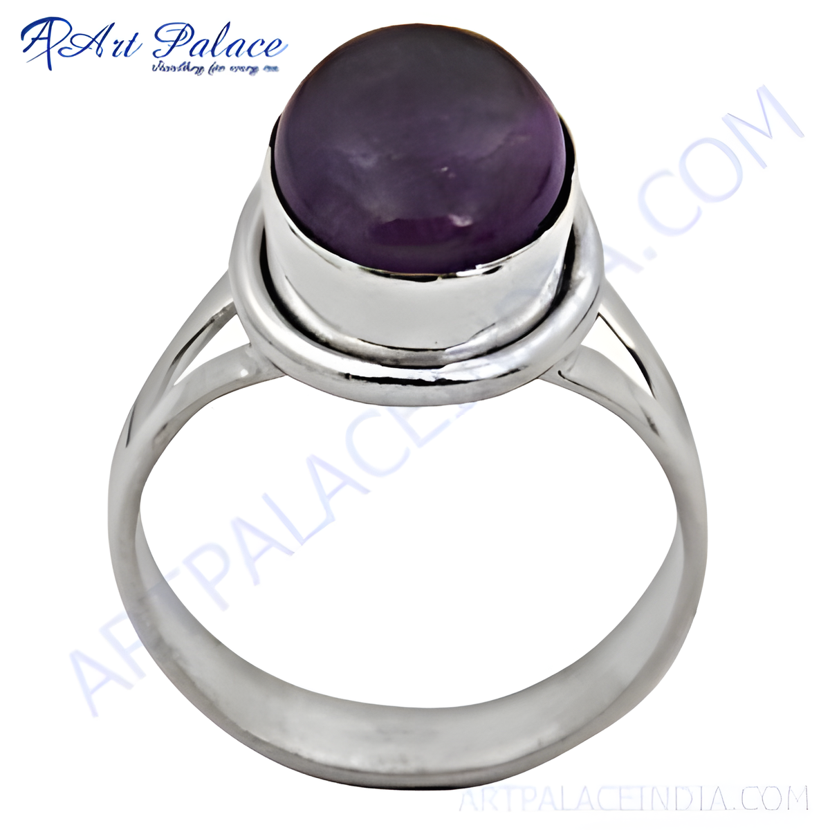 925 sterling silver ring with a large oval cut, vivid purple amethyst gemstone, perfect gift for her