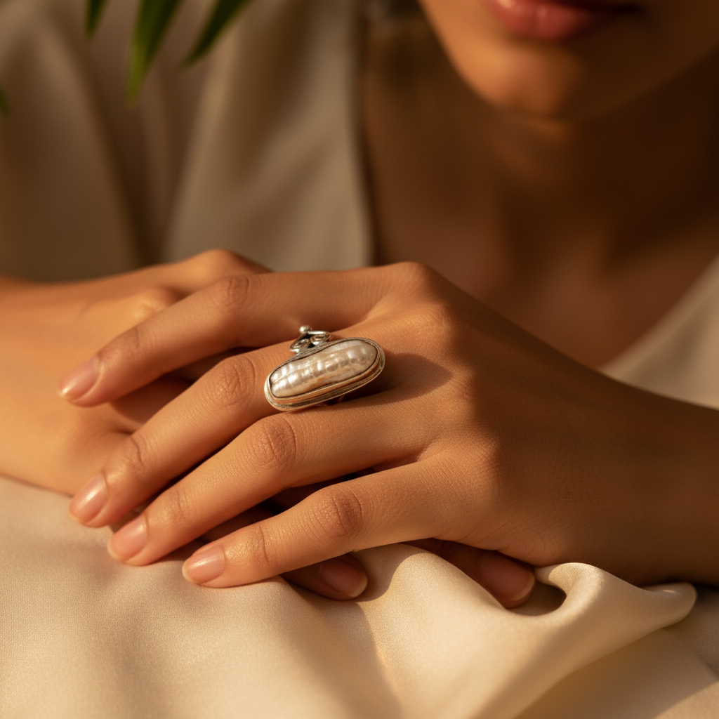 925 Silver Pearl Ring for Women | Statement Jewelry