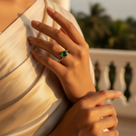 Load image into Gallery viewer, 925 Silver Green Gemstone Ring for Women | Daily Wear
