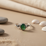 Load image into Gallery viewer, 925 Silver Green Gemstone Ring for Women | Daily Wear
