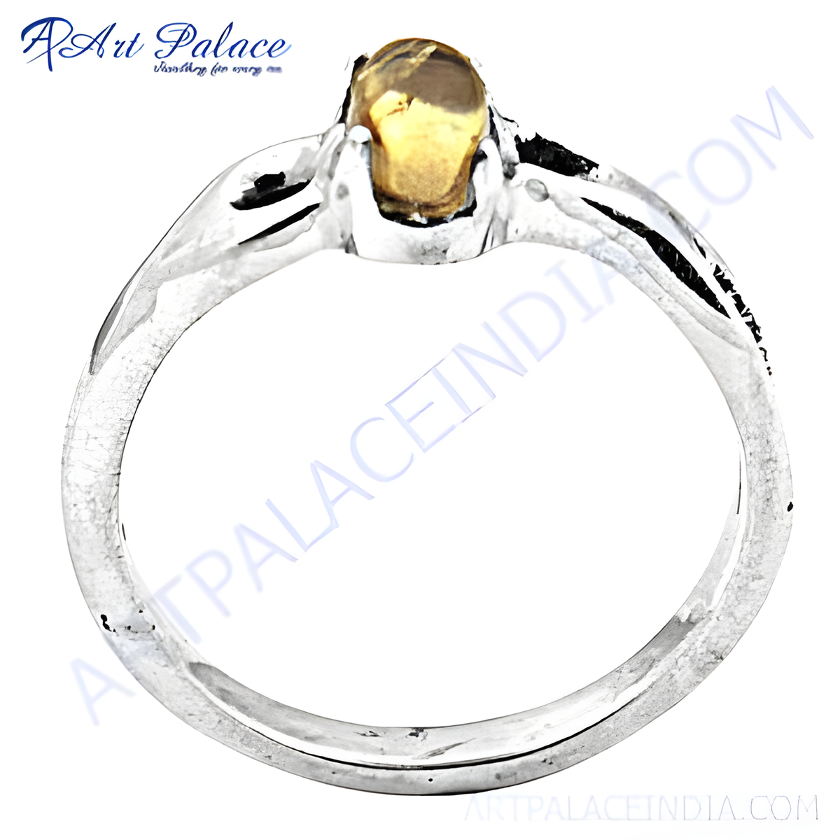 925 sterling silver ring with a gold platingen yellow citrine gemstone