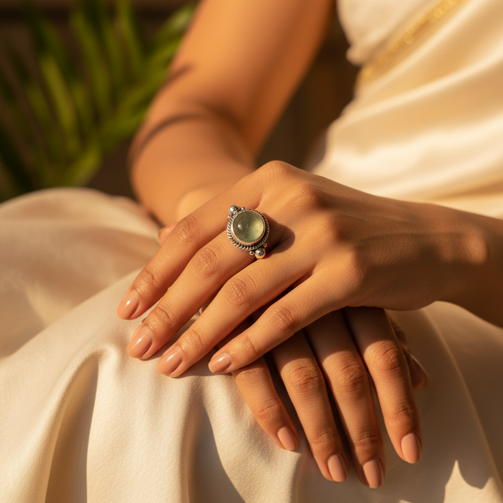 925 Silver Green Gemstone Ring for Women | Gift Jewelry