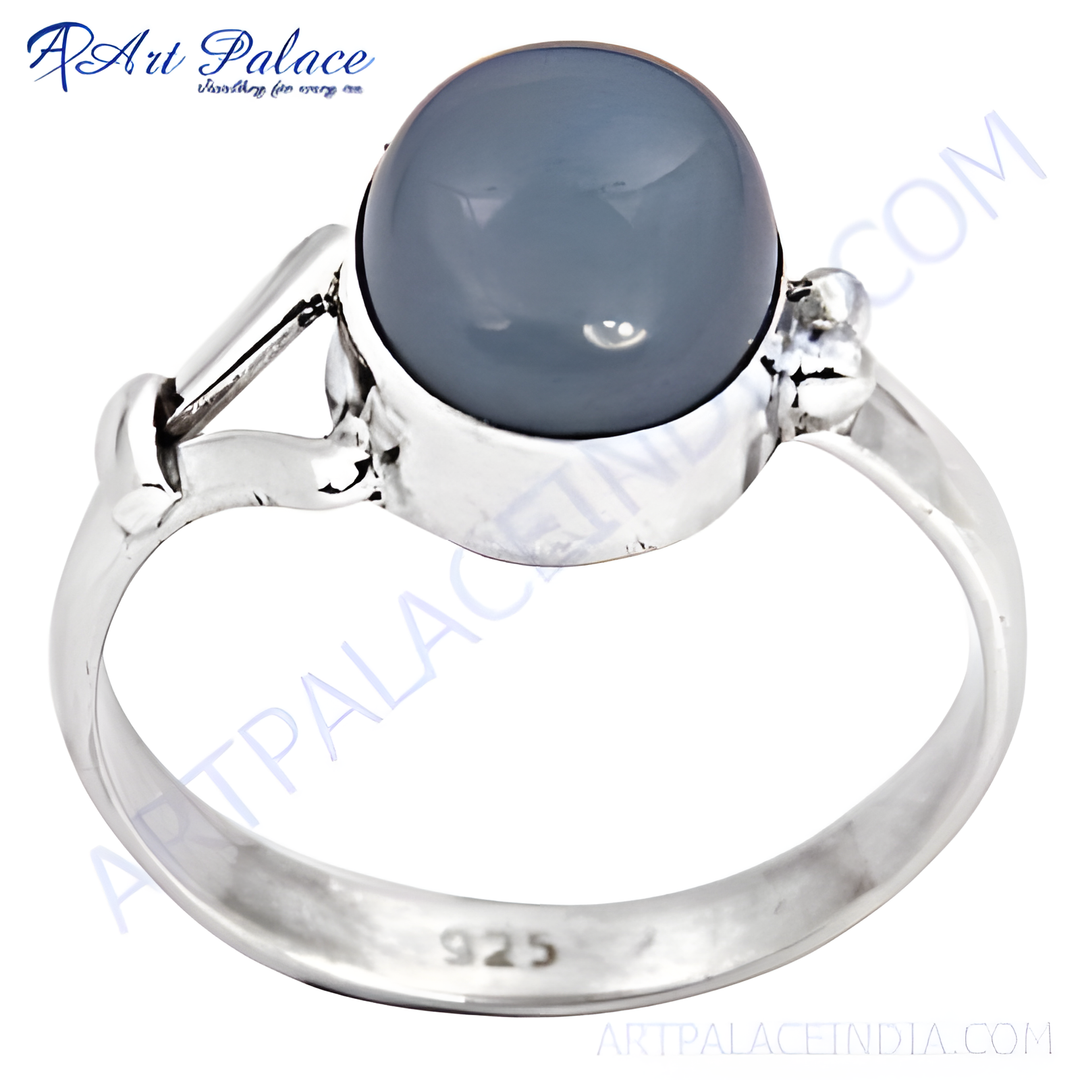 925 sterling silver ring with a large blue gemstone center, perfect for gifting