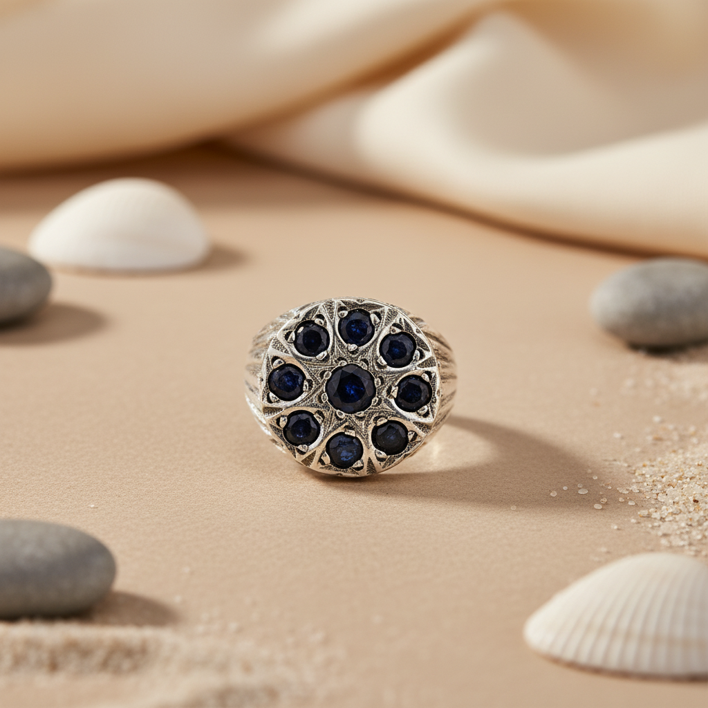 925 Silver Sapphire Gemstone Ring for Women | Cocktail Jewelry