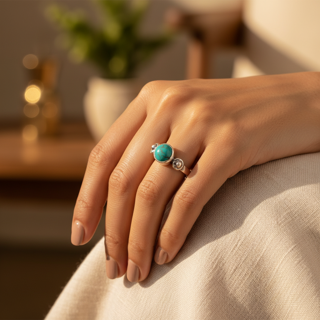 925 Silver Turquoise Ring for Women | Gemstone Jewelry