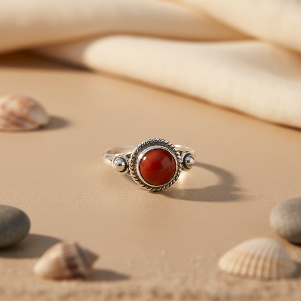 925 Silver Coral Ring for Women | Gemstone Jewelry Gift