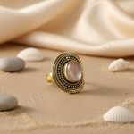 Load image into Gallery viewer, Rose Quartz Brass Ring for Women | Gemstone Jewelry Gift
