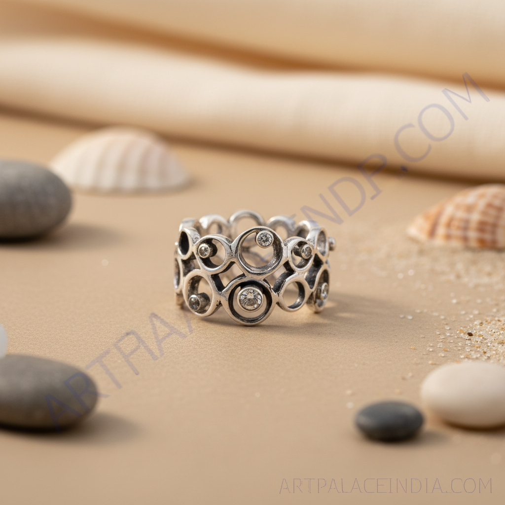 925 Silver Openwork Ring with Gemstones | Women's Ring