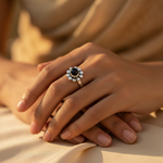 Load image into Gallery viewer, 925 Silver Black Onyx Flower Ring for Women | Daily Wear Gift
